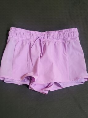 Girls Lilac Active Lined Running Shorts with Elastic Waist L